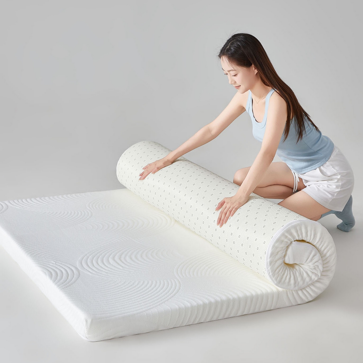 91家纺网 家纺一手货源 找家纺 暖季家纺 2025新款零压深睡眠成人记忆棉针织棉提花床垫 素致