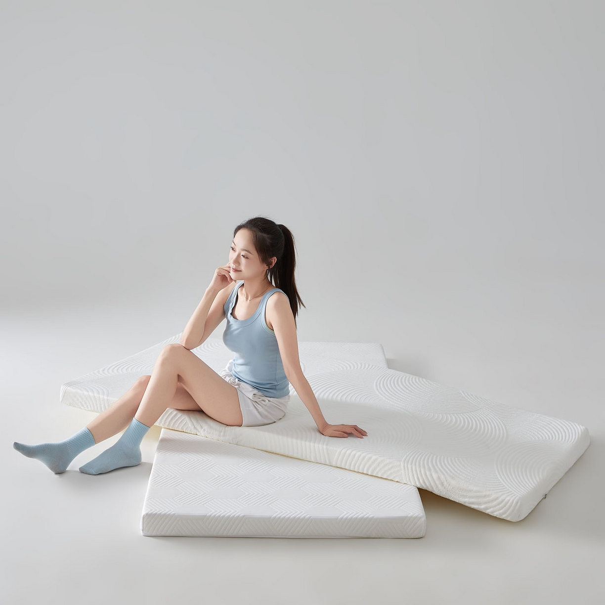 91家纺网 家纺一手货源 找家纺 暖季家纺 2025新款零压深睡眠学生记忆棉针织棉提花床垫 包装+组合图