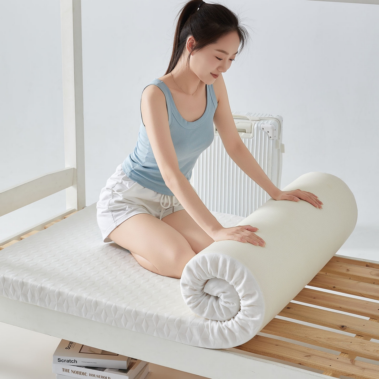 91家纺网 家纺一手货源 找家纺 暖季家纺 2025新款零压深睡眠学生记忆棉针织棉提花床垫 凌悦