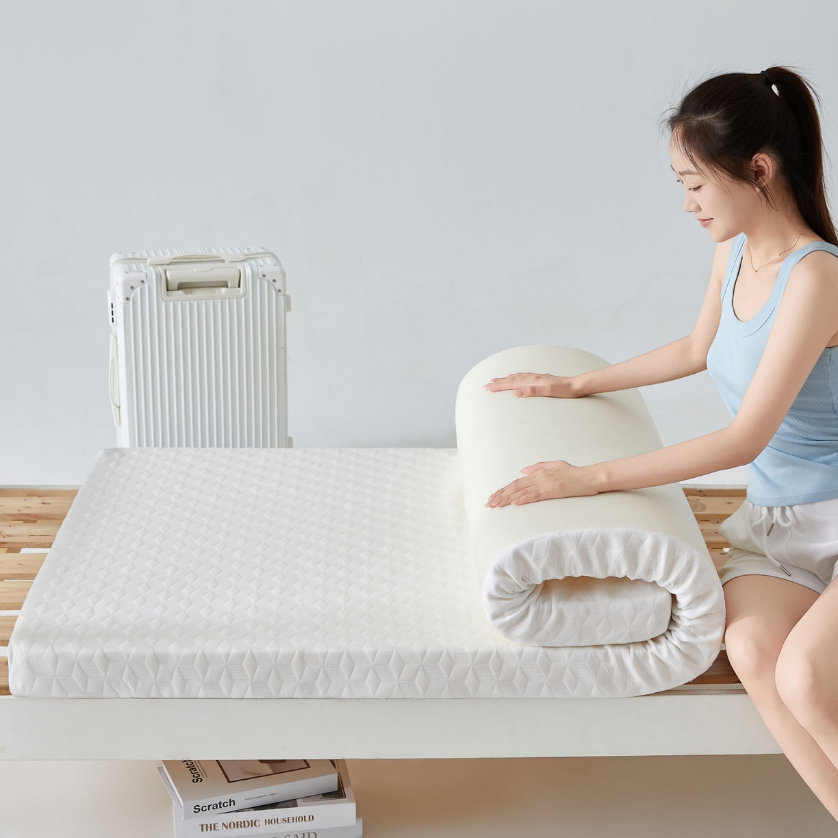 91家纺网 家纺一手货源 找家纺 暖季家纺 2025新款零压深睡眠学生记忆棉针织棉提花床垫 凌悦