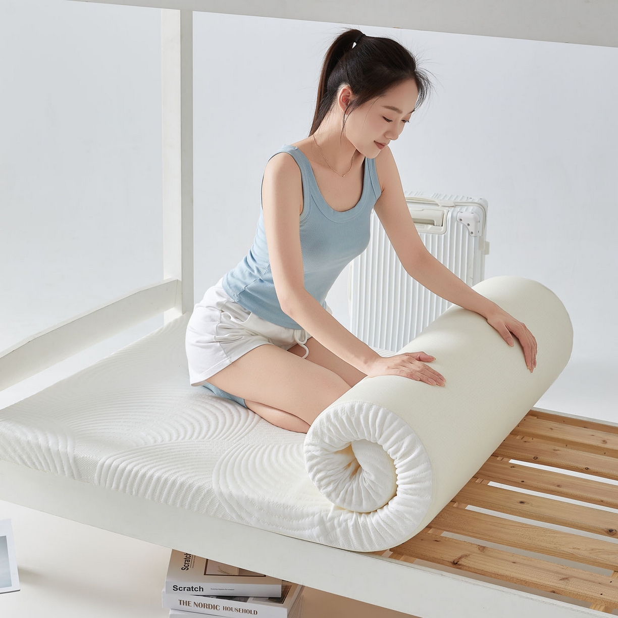 91家纺网 家纺一手货源 找家纺 暖季家纺 2025新款零压深睡眠学生记忆棉针织棉提花床垫 清韵