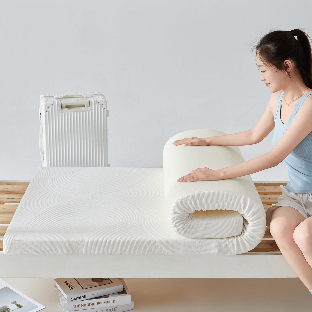 91家纺网 家纺一手货源 找家纺 暖季家纺 2025新款零压深睡眠学生记忆棉针织棉提花床垫 清韵