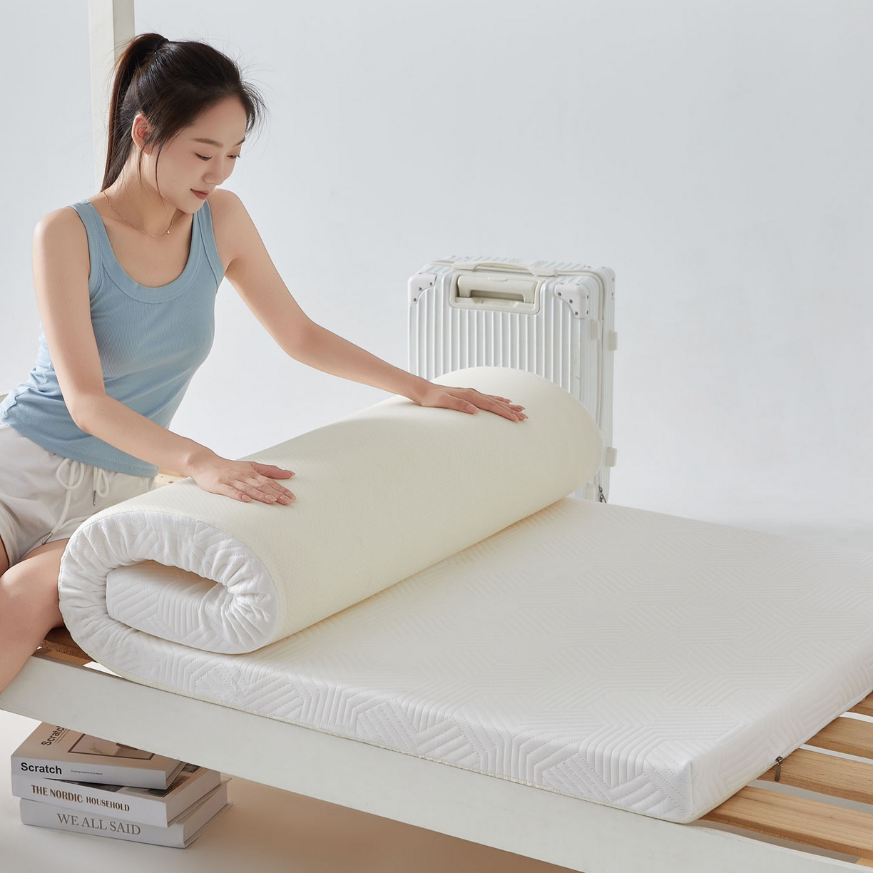 91家纺网 家纺一手货源 找家纺 暖季家纺 2025新款零压深睡眠学生记忆棉针织棉提花床垫 云逸