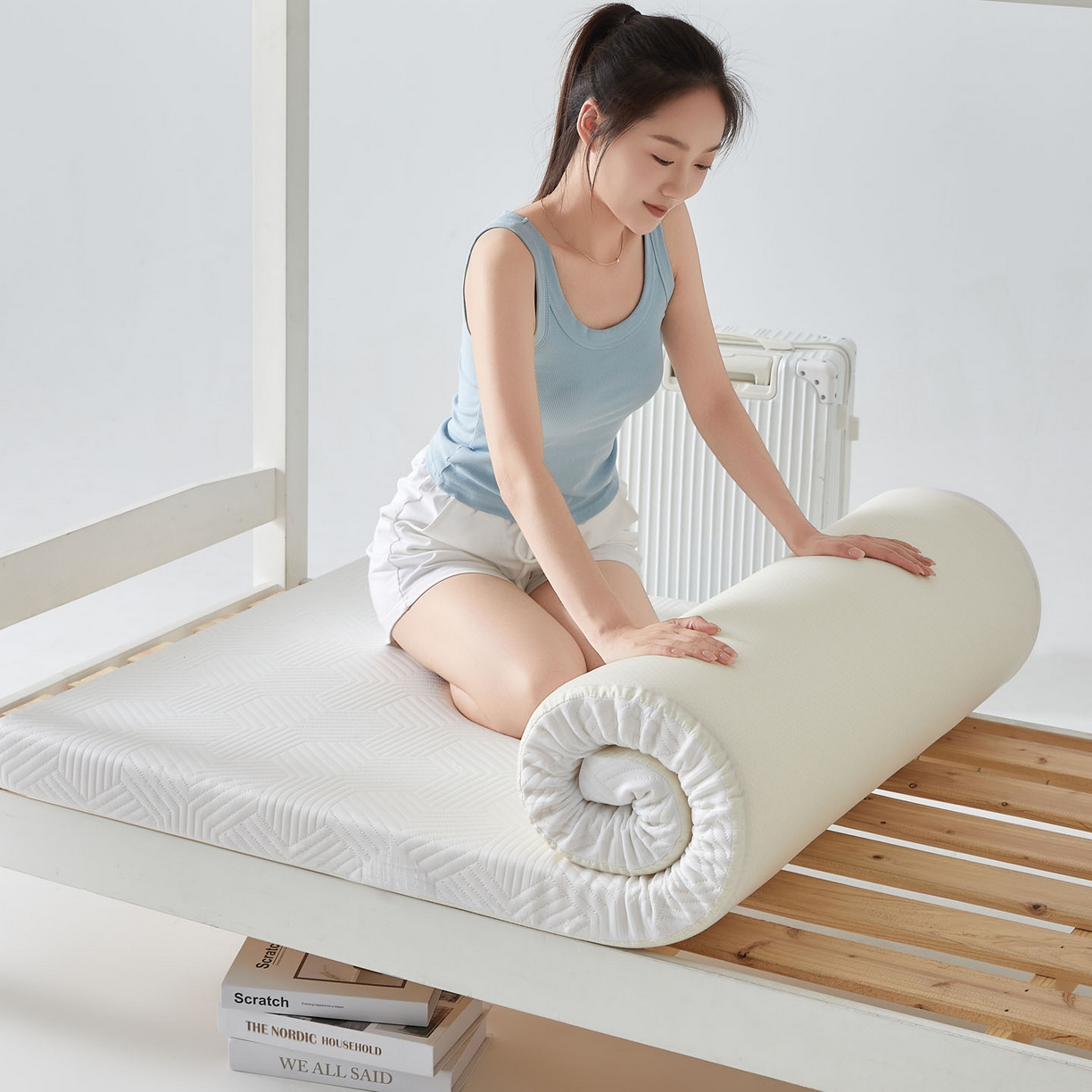 91家纺网 家纺一手货源 找家纺 暖季家纺 2025新款零压深睡眠学生记忆棉针织棉提花床垫 云逸