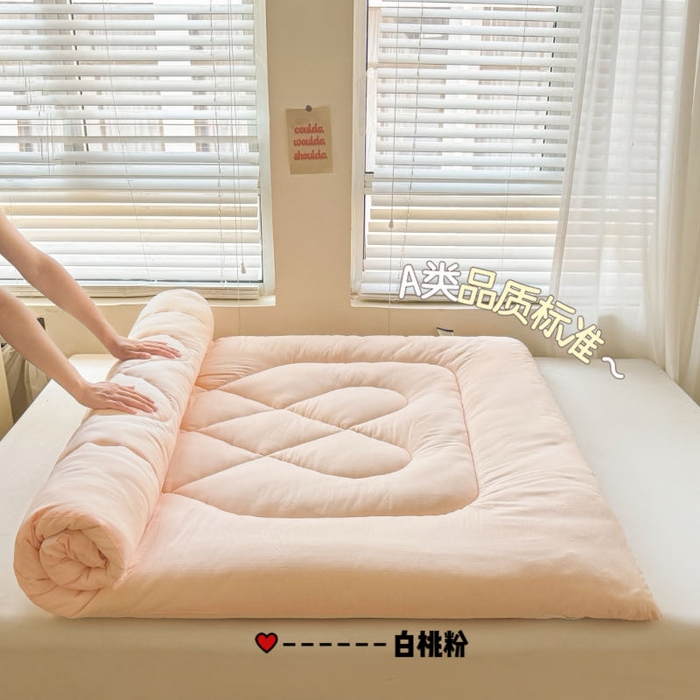 贝扬思家纺 2025新款云感双层纱软床垫床褥 白桃粉