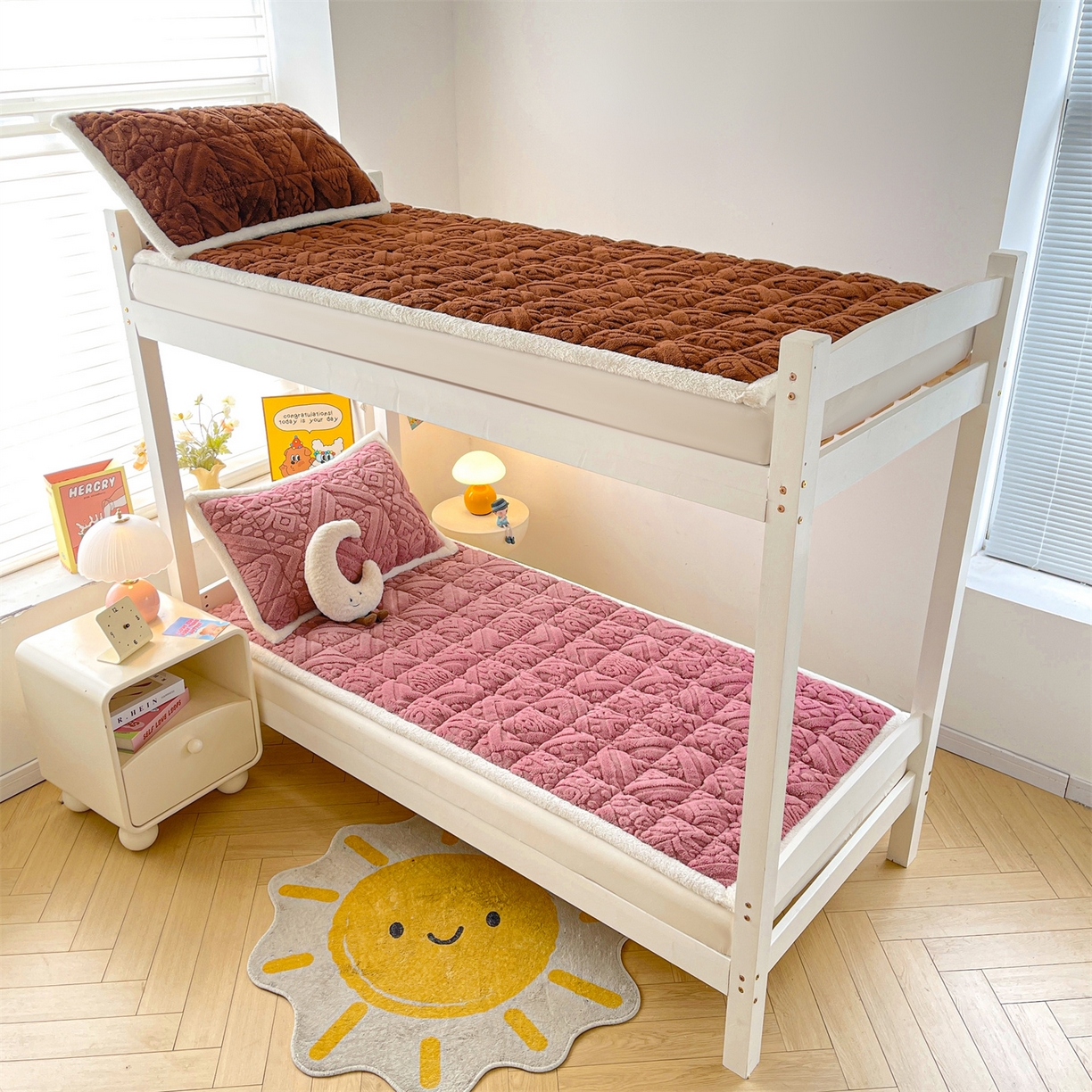 91家纺网 家纺一手货源 找家纺 雯豆家纺 2025新款加厚塔芙绒床垫床褥床护垫学生宿舍床大学生单人褥子 塔芙绒床褥-英伦藕粉