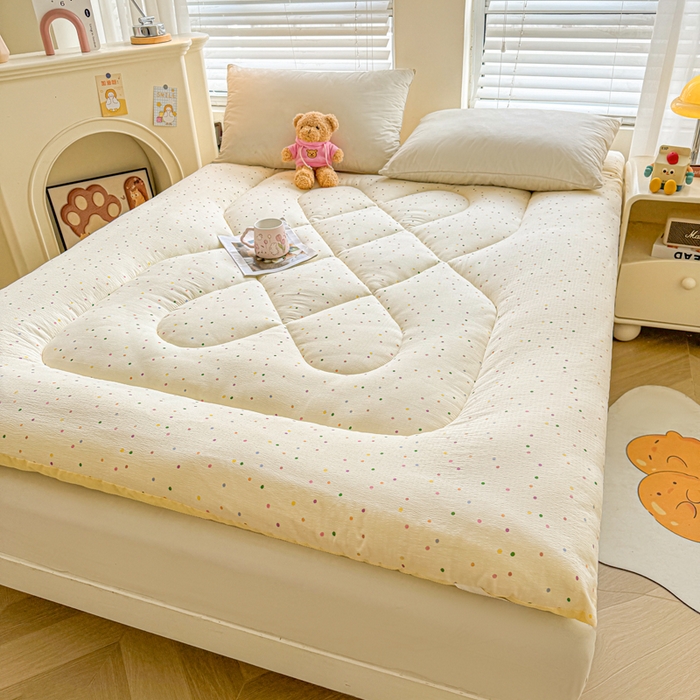 91家纺网 家纺一手货源 找家纺 贝扬思家纺 2025新款云感双层纱软床垫床褥 彩糖