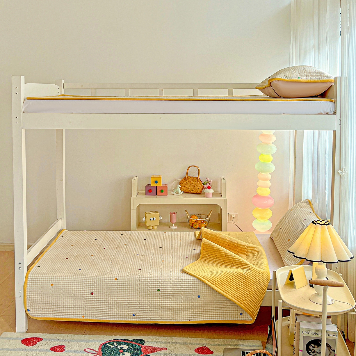 91家纺网 家纺一手货源 找家纺 恒尚居 2025新款学生床盖纯棉牛奶绒正反两用夹棉床单床垫-秋冬款-四季通用【系列一】 雨果-黄【A纯棉-B宝宝绒】