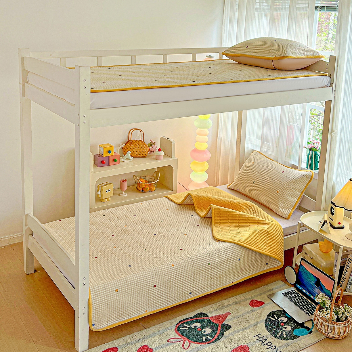 91家纺网 家纺一手货源 找家纺 恒尚居 2025新款学生床盖纯棉牛奶绒正反两用夹棉床单床垫-秋冬款-四季通用【系列一】 雨果-黄【A纯棉-B宝宝绒】