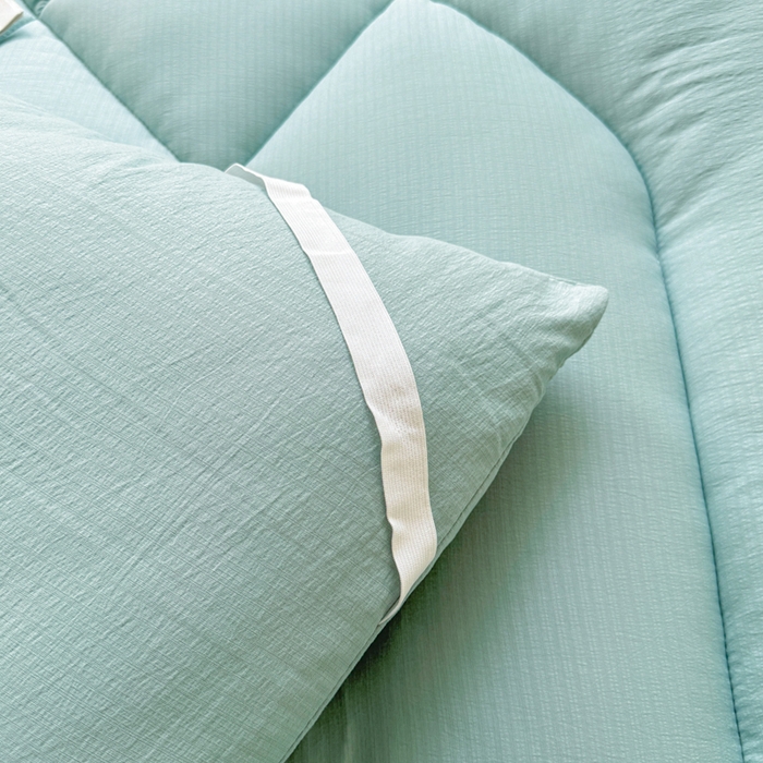 91家纺网 家纺一手货源 找家纺 贝扬思家纺 2025新款云感双层纱软床垫床褥 青蓝