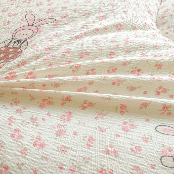 91家纺网 家纺一手货源 找家纺 贝扬思家纺 2025新款云感双层纱软床垫床褥 软萌小兔