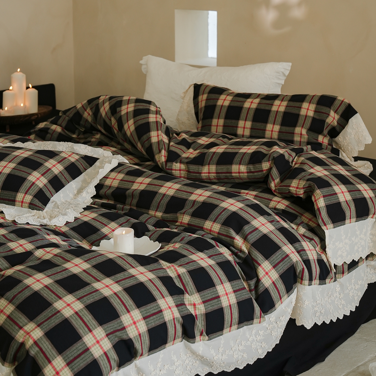 91家纺网 家纺一手货源 找家纺 （总）寐居家纺 2025新款A类60支韩式复古风全棉水洗色织提花四件套