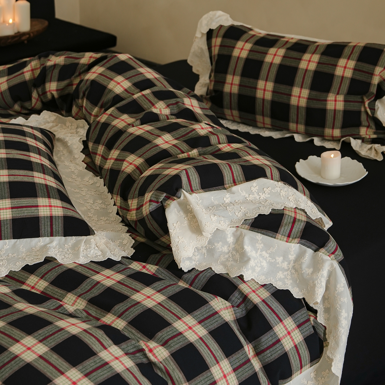 91家纺网 家纺一手货源 找家纺 （总）寐居家纺 2025新款A类60支韩式复古风全棉水洗色织提花四件套