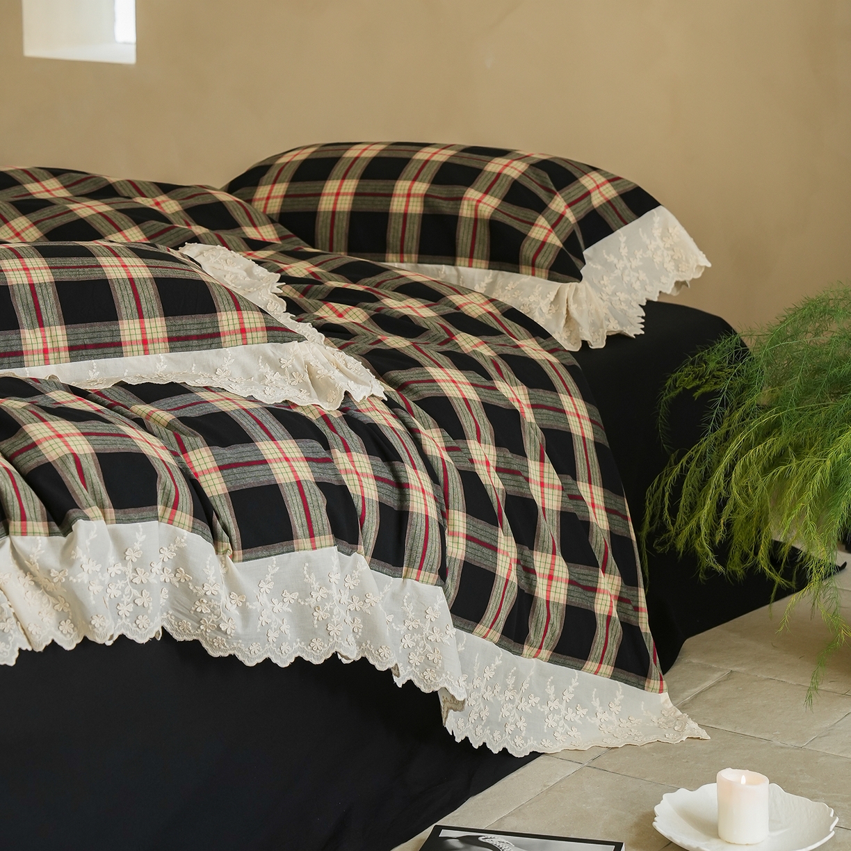 91家纺网 家纺一手货源 找家纺 （总）寐居家纺 2025新款A类60支韩式复古风全棉水洗色织提花四件套