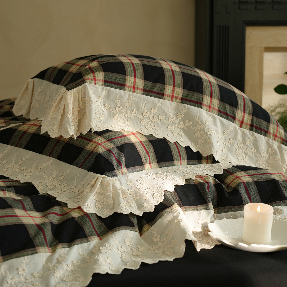 91家纺网 家纺一手货源 找家纺 （总）寐居家纺 2025新款A类60支韩式复古风全棉水洗色织提花四件套