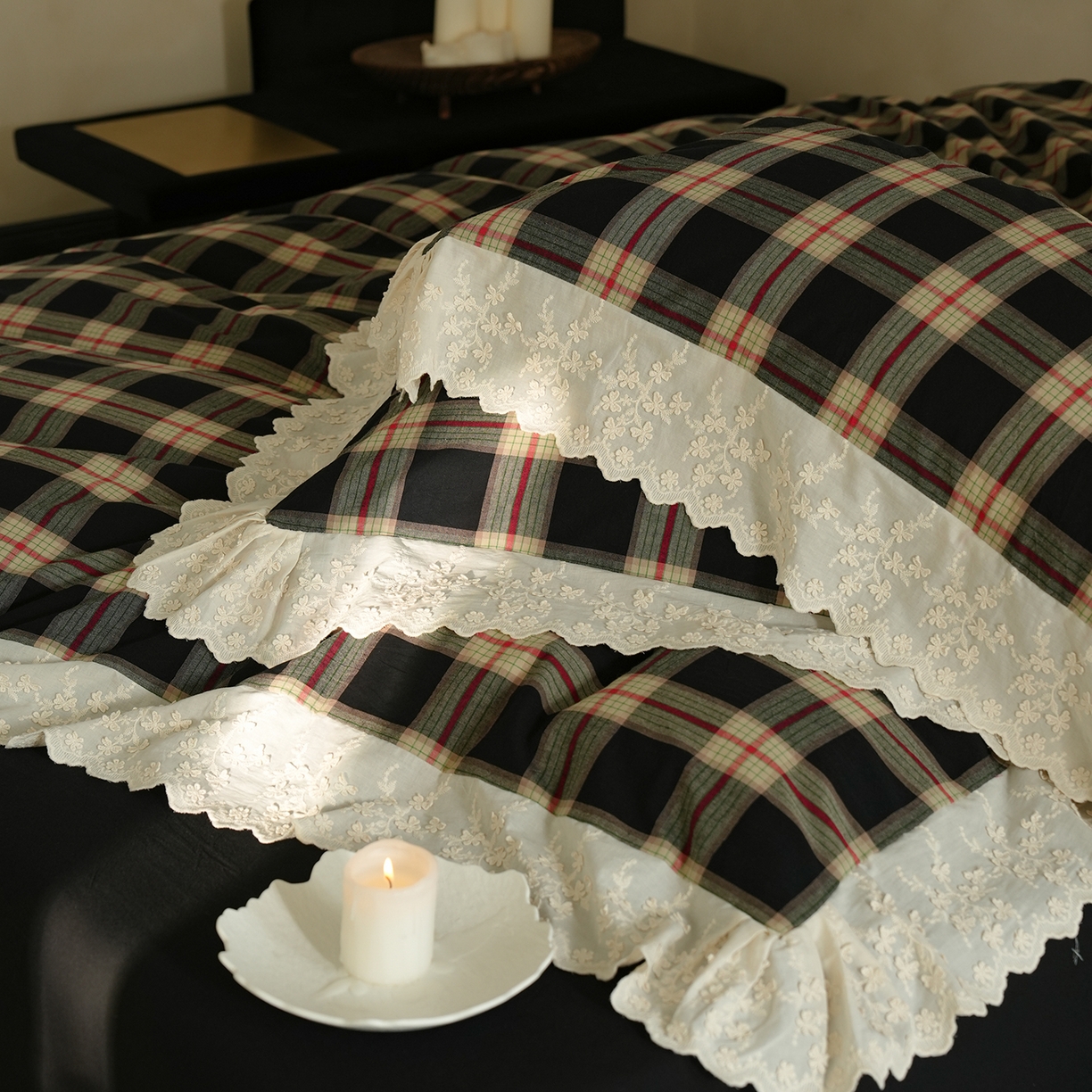 91家纺网 家纺一手货源 找家纺 （总）寐居家纺 2025新款A类60支韩式复古风全棉水洗色织提花四件套