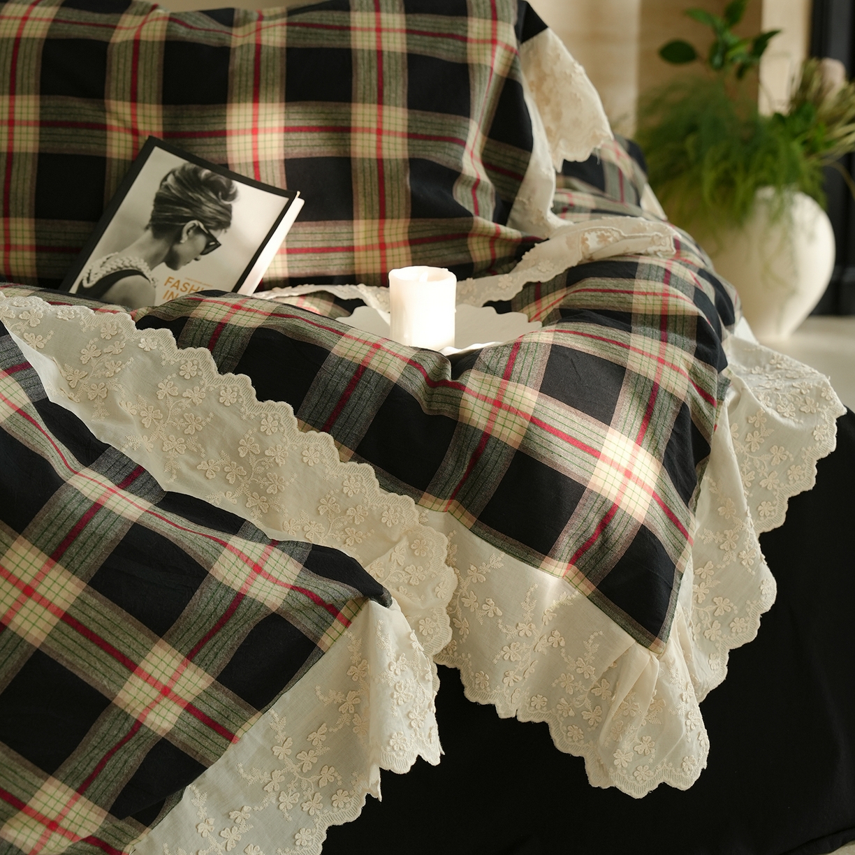 91家纺网 家纺一手货源 找家纺 （总）寐居家纺 2025新款A类60支韩式复古风全棉水洗色织提花四件套