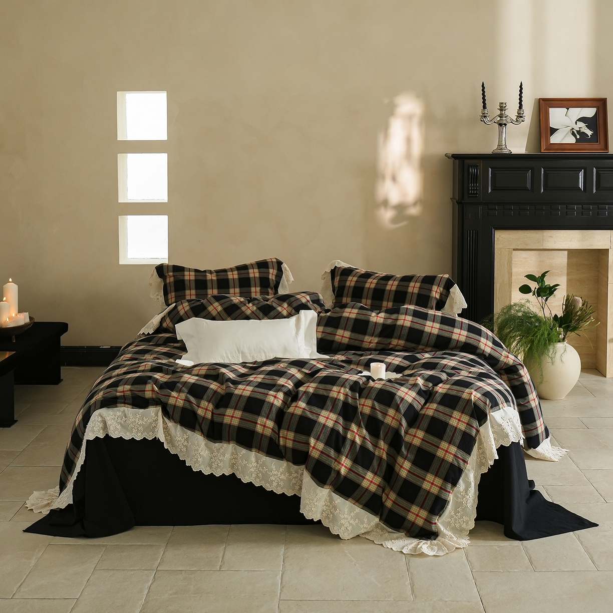 91家纺网 家纺一手货源 找家纺 （总）寐居家纺 2025新款A类60支韩式复古风全棉水洗色织提花四件套