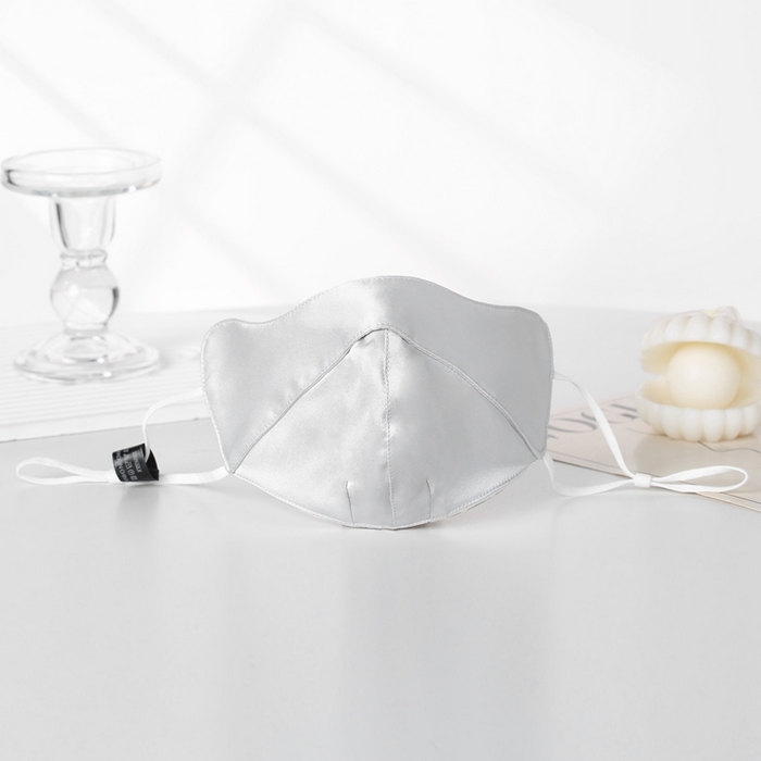 蚕云阁蚕丝家居 2025新款夏季真丝立体口罩女防晒透气护眼角面罩桑蚕丝遮阳防紫外线 银灰色 