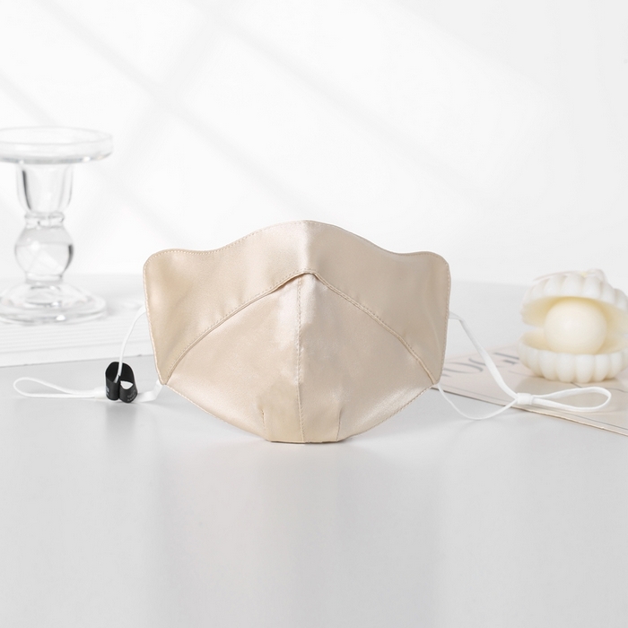 蚕云阁蚕丝家居 2025新款夏季真丝立体口罩女防晒透气护眼角面罩桑蚕丝遮阳防紫外线 香槟金 