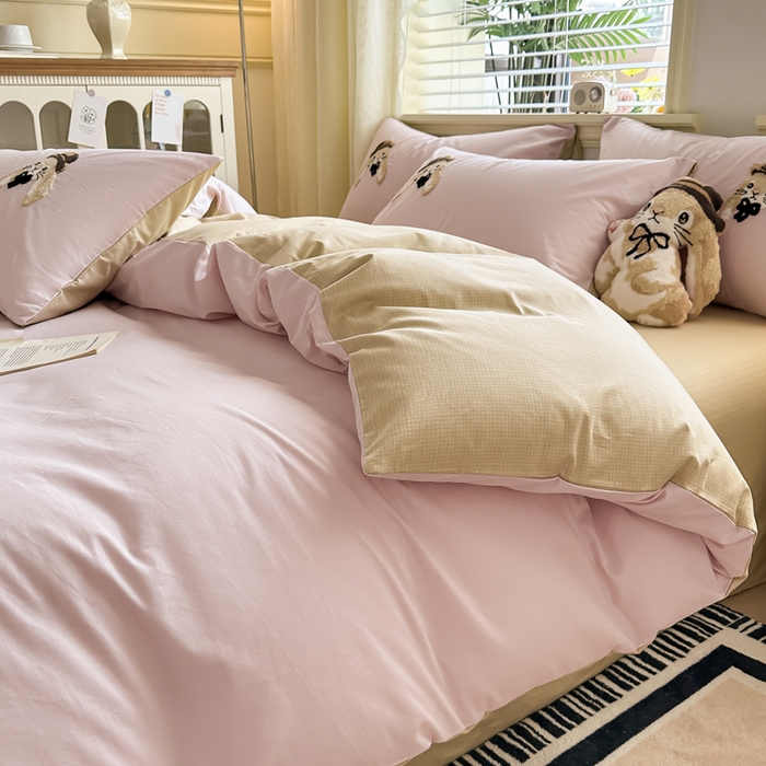 91家纺网 家纺一手货源 找家纺 寐居家纺 2025新款全棉纯棉13372毛巾绣四件套 大耳兔