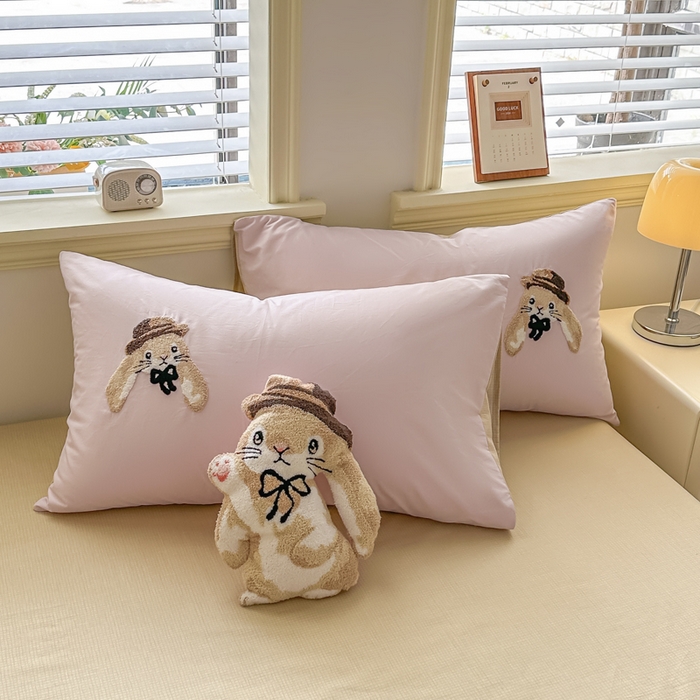 91家纺网 家纺一手货源 找家纺 寐居家纺 2025新款全棉纯棉13372毛巾绣四件套 大耳兔