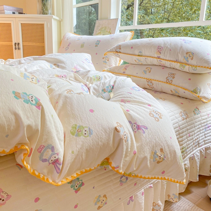 91家纺网 家纺一手货源 找家纺 梦可莱家居 2025新款木棉床盖四件套 动漫卡通