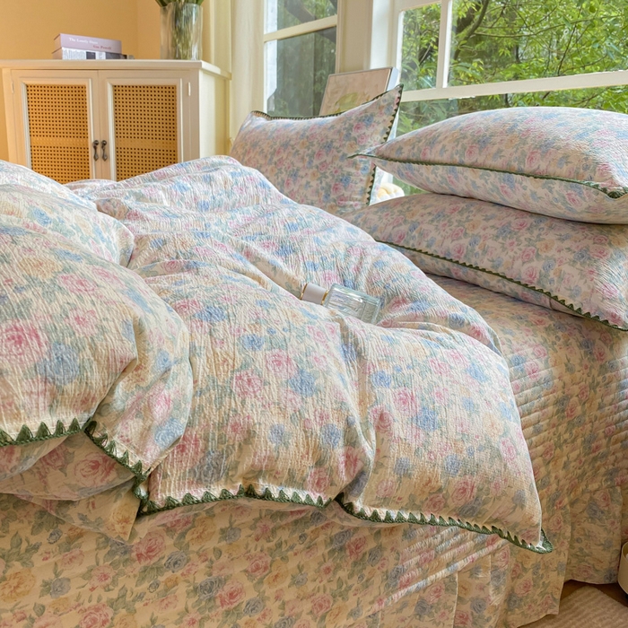 91家纺网 家纺一手货源 找家纺 梦可莱家居 2025新款木棉床盖四件套 清秋