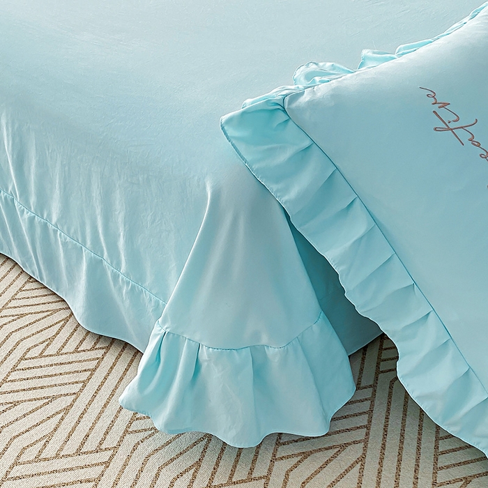 91家纺网 家纺一手货源 找家纺 （总）帝菲妮 2025新款法式韩版高克重超柔水洗棉针织棉糯小棉刺绣四件套-玫瑰花语