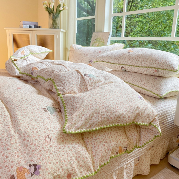 91家纺网 家纺一手货源 找家纺 梦可莱家居 2025新款木棉床盖四件套 小女孩