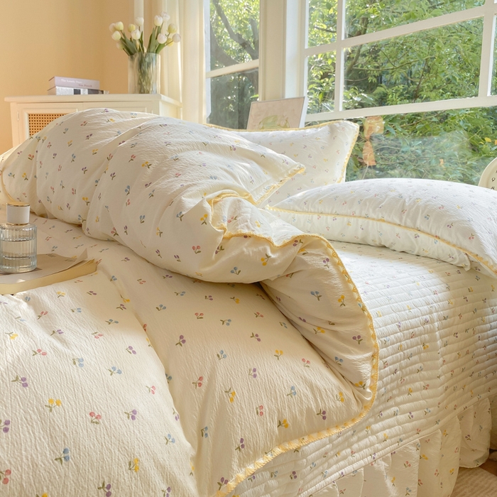 91家纺网 家纺一手货源 找家纺 梦可莱家居 2025新款木棉床盖四件套 樱桃