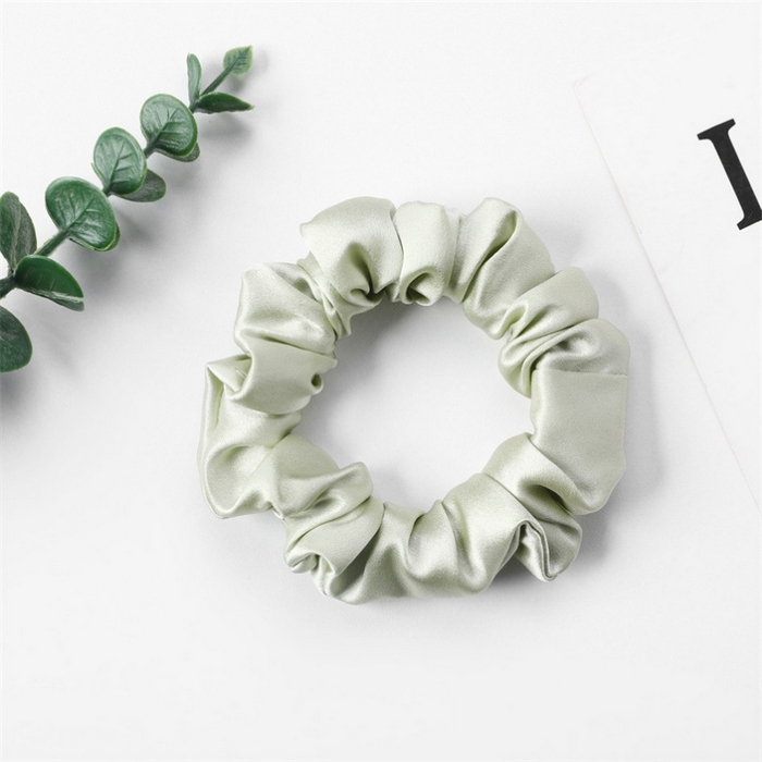 蚕云阁蚕丝家居 2025新款2.5㎝缎面真丝发圈 豆绿色 