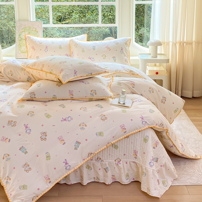 91家纺网 家纺一手货源 找家纺 梦可莱家居 2025新款木棉床盖四件套 动漫卡通