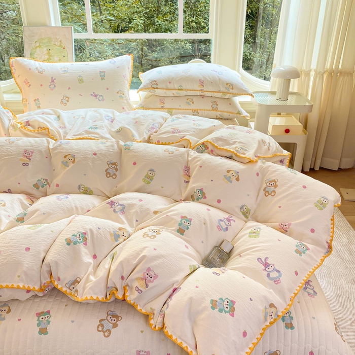 91家纺网 家纺一手货源 找家纺 梦可莱家居 2025新款木棉床盖四件套 动漫卡通