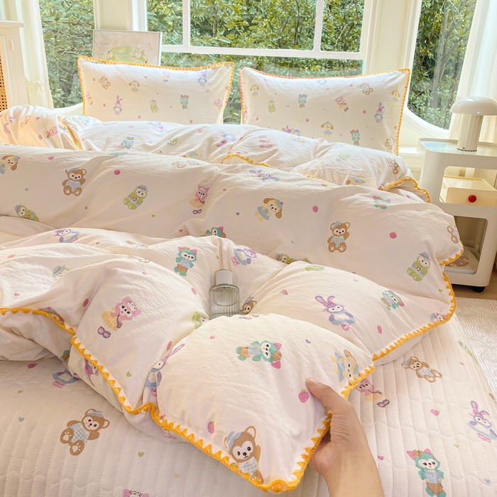 91家纺网 家纺一手货源 找家纺 梦可莱家居 2025新款木棉床盖四件套 动漫卡通