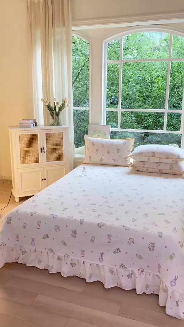 91家纺网 家纺一手货源 找家纺 梦可莱家居 2025新款木棉床盖四件套 动漫卡通