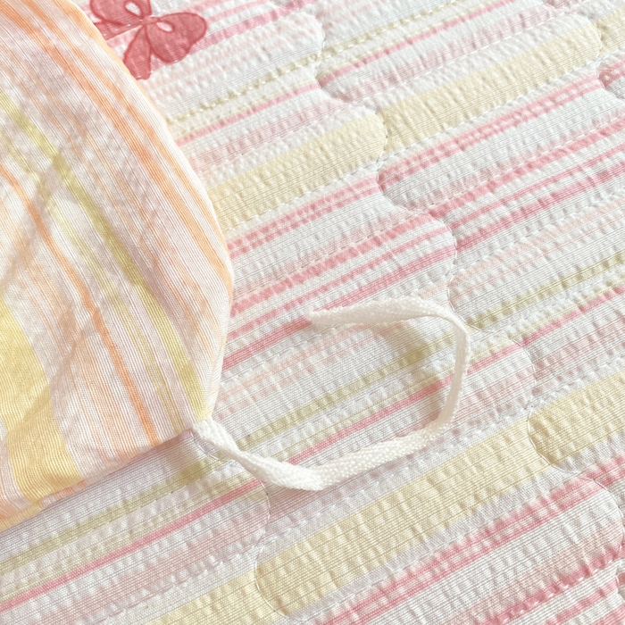 91家纺网 家纺一手货源 找家纺 梦可莱家居 2025新款木棉床盖四件套 粉蝴蝶结