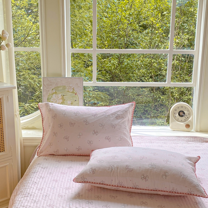 91家纺网 家纺一手货源 找家纺 梦可莱家居 2025新款木棉床盖四件套 蝴蝶结