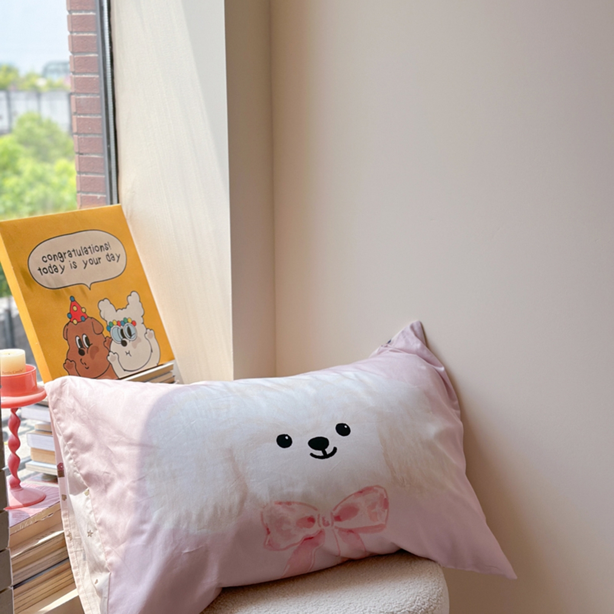 91家纺网 家纺一手货源 找家纺 寐居家纺 2025新款全棉数码大阪枕套 帕皮小狗