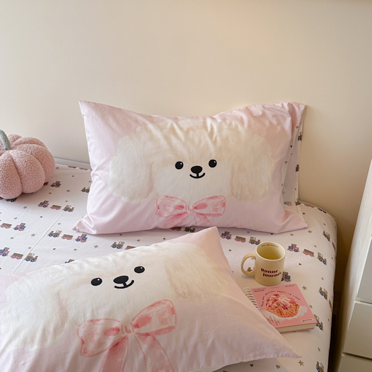 91家纺网 家纺一手货源 找家纺 寐居家纺 2025新款全棉数码大阪枕套 帕皮小狗