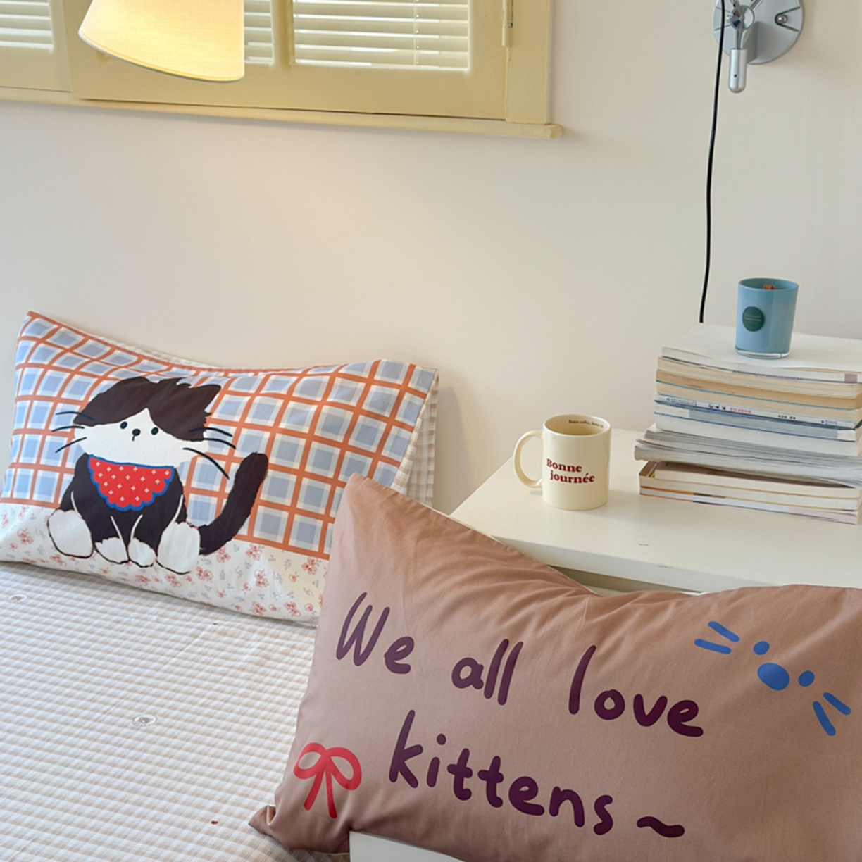 寐居家纺 2025新款全棉数码大阪枕套 趣多喵