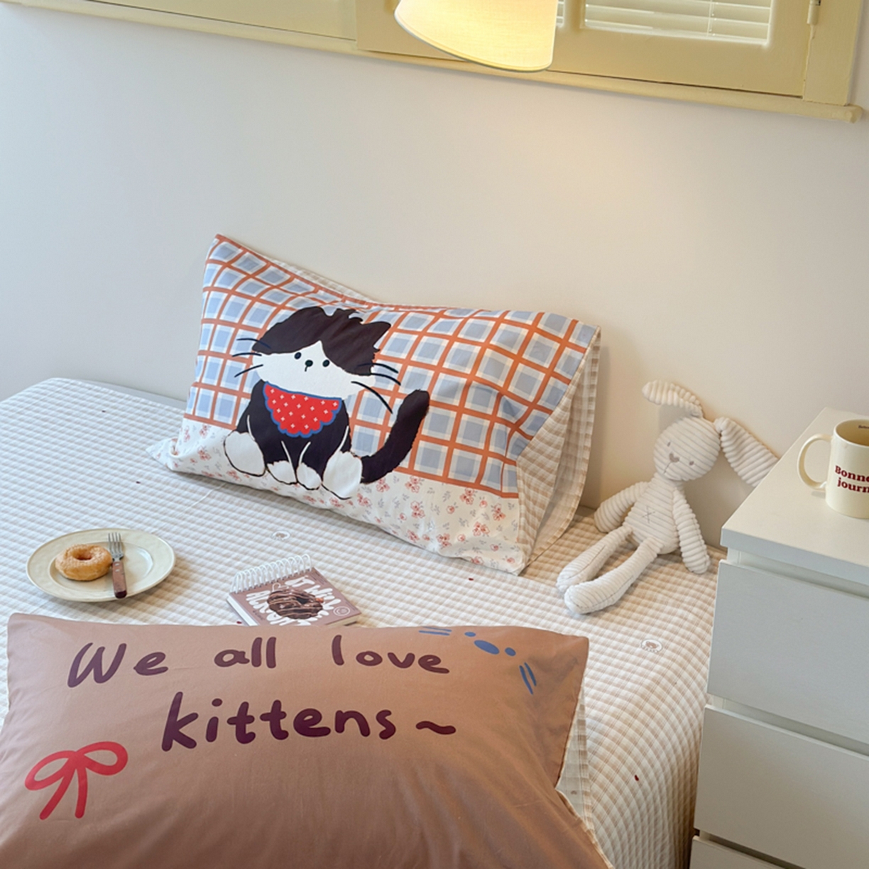 91家纺网 家纺一手货源 找家纺 寐居家纺 2025新款全棉数码大阪枕套 趣多喵