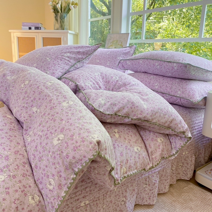 91家纺网 家纺一手货源 找家纺 梦可莱家居 2025新款木棉床盖四件套 可爱兔