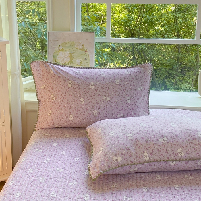 91家纺网 家纺一手货源 找家纺 梦可莱家居 2025新款木棉床盖四件套 可爱兔