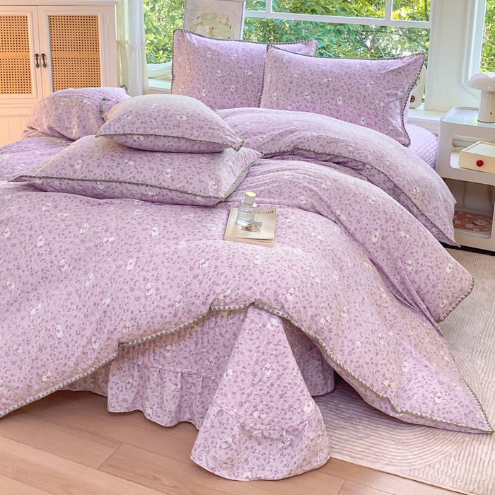 91家纺网 家纺一手货源 找家纺 梦可莱家居 2025新款木棉床盖四件套 可爱兔