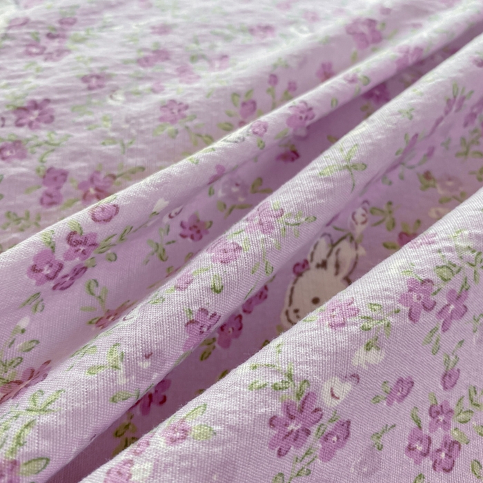 91家纺网 家纺一手货源 找家纺 梦可莱家居 2025新款木棉床盖四件套 可爱兔