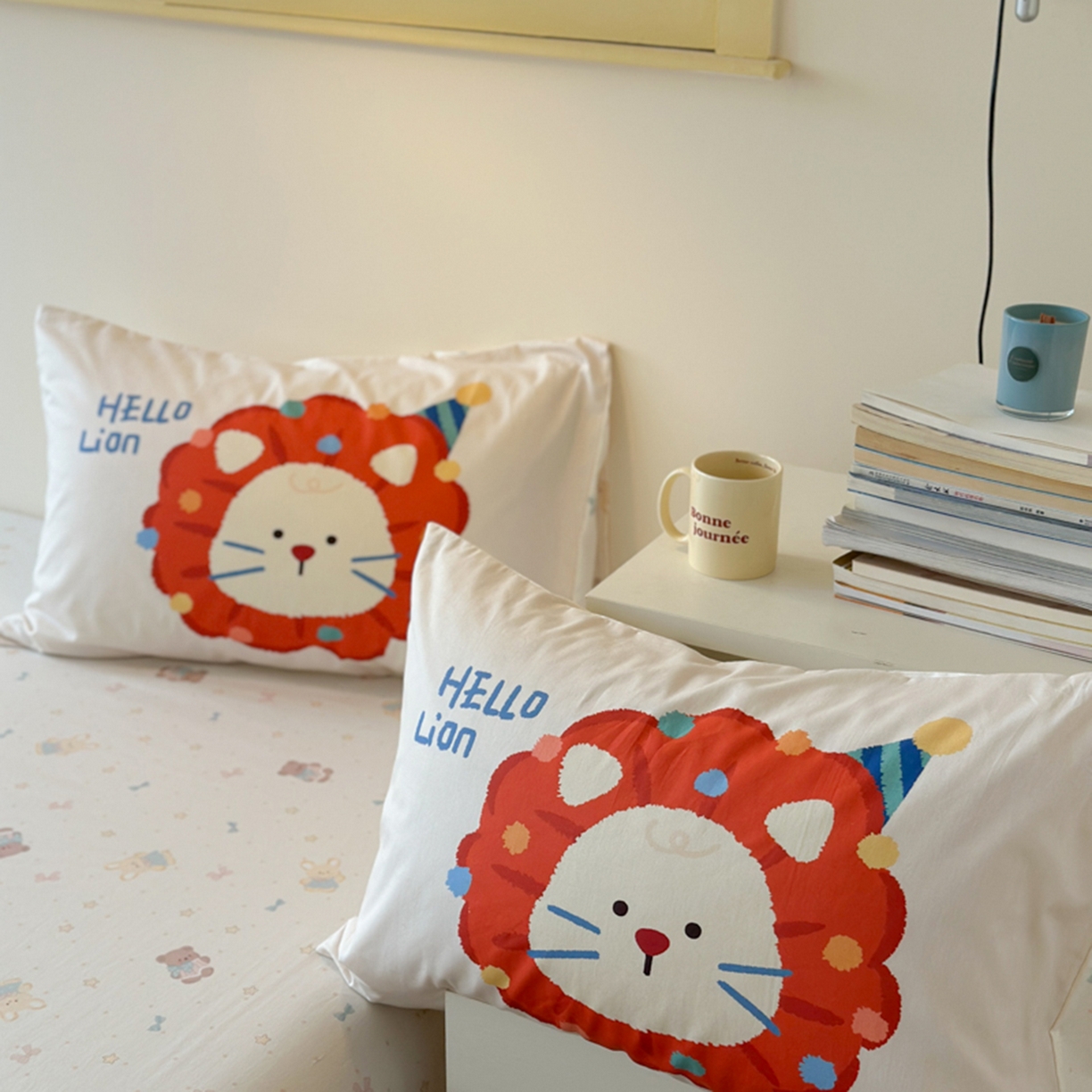 寐居家纺 2025新款全棉数码大阪枕套 狮子王国