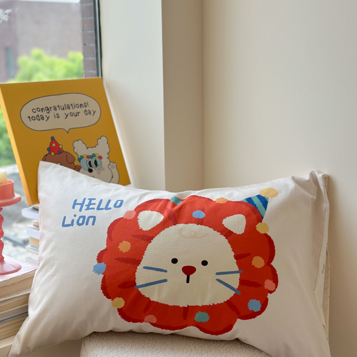 91家纺网 家纺一手货源 找家纺 寐居家纺 2025新款全棉数码大阪枕套 狮子王国