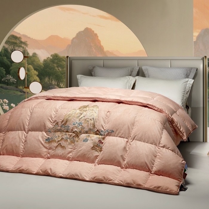 织梦人羽绒工厂店2025新款高蓬松羽绒被85鸭绒大牌同款花型-绣花蝶韵蝶舞drio 山水汇