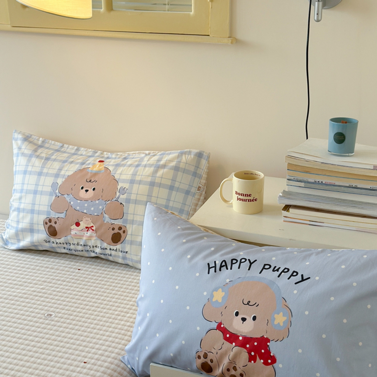 寐居家纺 2025新款全棉数码大阪枕套 小狗仔party